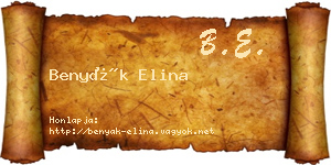Benyák Elina névjegykártya